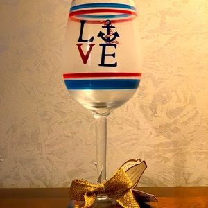 🆕 Hand-Painted Nautical Wine Glass NWT